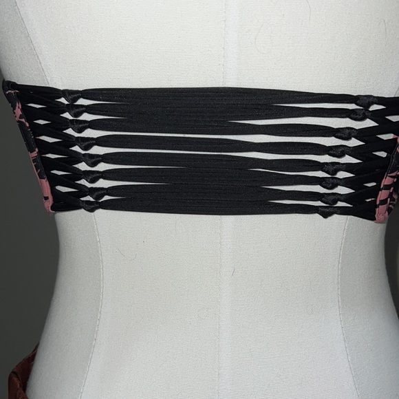 Tropical Pink and Black Women's Swim Top - Picture 4 of 7